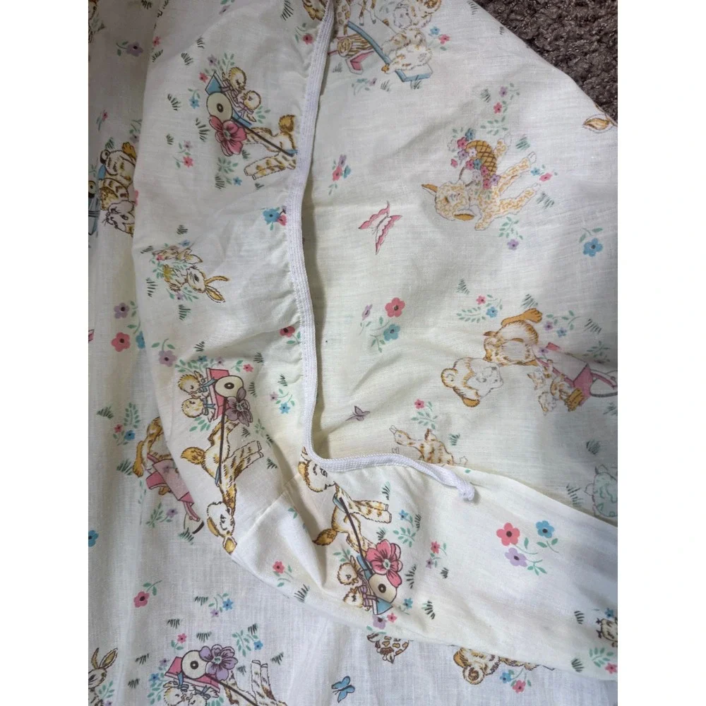Vintage Animal Print Fitted Crib Sheet Toddler Bed Cottagecore Deer 65